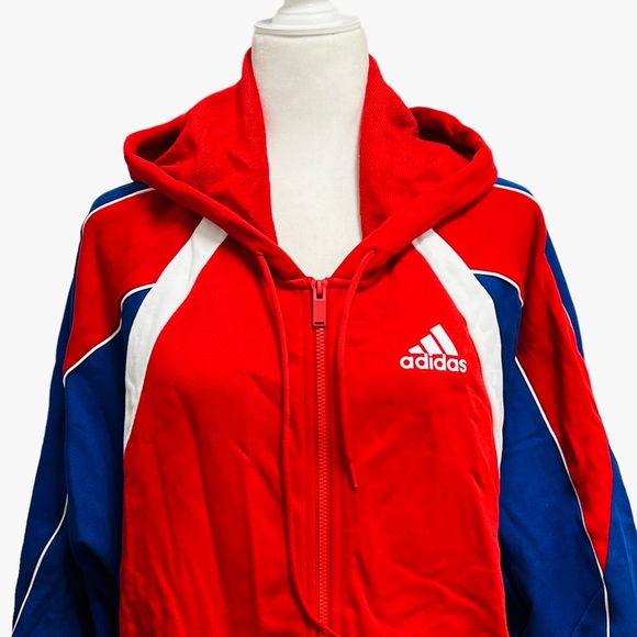 Adidas Women Colorblock Full-Zip Track Hoodie FS2455 Red White Blue Size XL - Picture 6 of 10